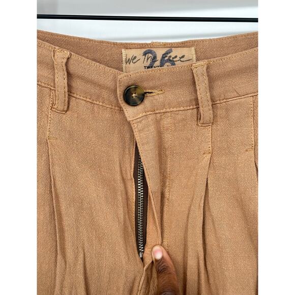 Free People New! Faded Love Linen Blend Pants Brown Casual Boho Size 26 - Picture 6 of 14
